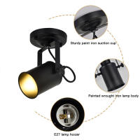 Foco de hierro forjado negro Vintage, lámpara de acento E27, ajustable en pared o techo montaje empotrado, iluminación para Loft, cafetería, Bar, tienda - details 2