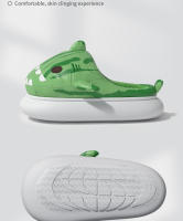 Limitado tiburón melón fondo grueso pisando mierda sensación pareja hogar interior felpa térmica zapatillas de algodón - details 2