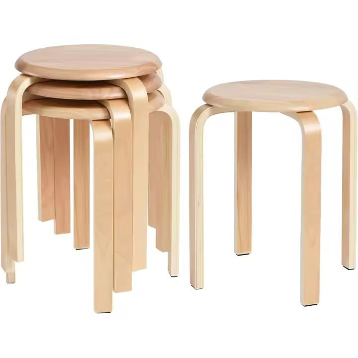 apilable de Madera doblada Antideslizante sólida Taburetes - 1