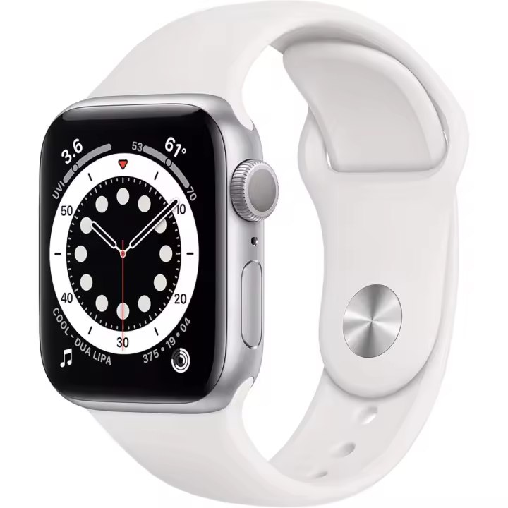 Apple Watch Series 6 (GPS, 40 mm) - Caja de aluminio plateada con correa deportiva blanca (renovada) - 1