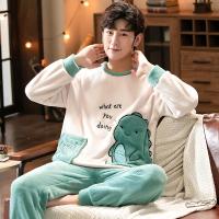 Pijama de franela para hombre, ropa de dormir cálida, pantalones largos de manga larga con dibujos animados, dos conjuntos de ropa para el hogar, talla grande, gruesa, Invierno - details 2