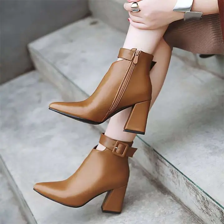 2024 Botines de tacón alto puntiagudos elegantes y de moda para mujer - 1