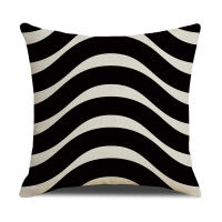 Funda de Almohada de Lino Impermeable para Exteriores Estampado Geométrico a Rayas Blanco-Negro - details 3