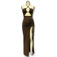 Nuevo estilo, jersey largo sin espalda, vestido ajustado sexi para chica con abertura y cordón ajustado - details 6