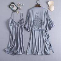 Conjunto de Pijama de Satén Delgado Estilo Kimono Blanco Traje de Baño de Moda para Mujeres - details 9