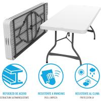 Mesa plegable rectangular ultrarresistente negra, Mesa exterior e interior para jardín, terraza, eventos y catering, Medidas 182x76cm, altura 73,5cm, Mesas plegables grandes - details 13