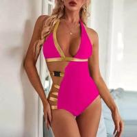 Paquete triangular de tela brillante bronceada de color sólido 2025 nuevo bikini dividido se reúne - details 8