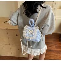 Mochila multifuncional de estilo coreano con encaje a cuadros, mochila de viaje con cerezas, bolso para libros, bolso de hombro con lazo de gran capacidad para verano - details 7