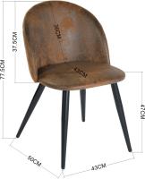 Juego de 4 sillas giratorias de ante para comedor con asiento acolchado, sillas de diseño para salón o cocina, con patas de metal negro, marrón - details 99