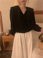 Blusa de verano para mujer, camisa de primavera, blusa para mujer, Blusas largas de gasa, informales, elegantes, Vintage, de manga larga, holgada de gran tamaño, blanca - details 36