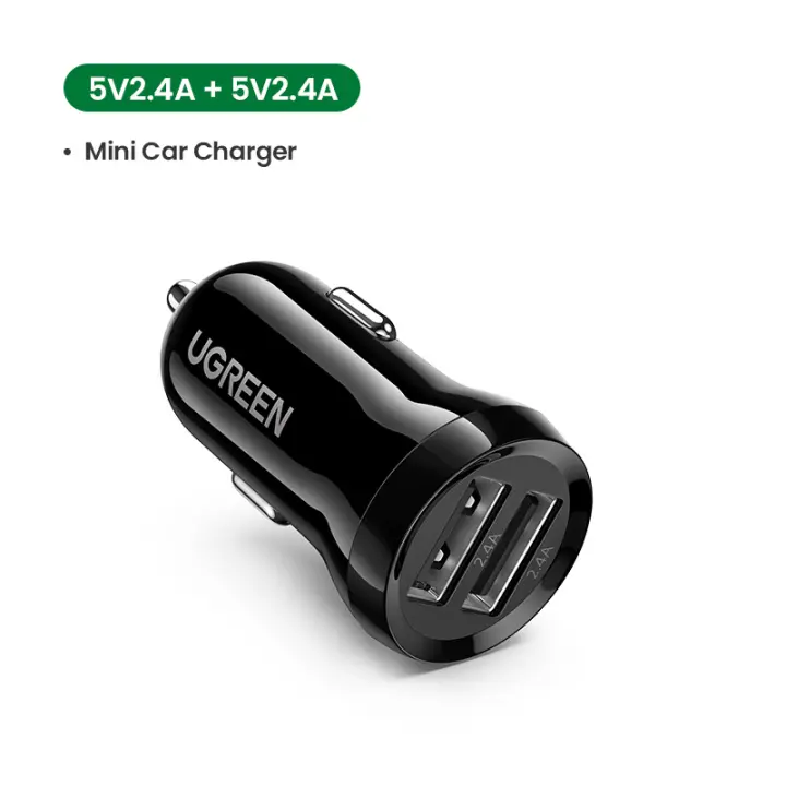 UGREEN-Mini cargador USB para coche, adaptador de carga rápida para teléfono móvil, tableta, GPS, 4.8A - 1