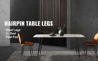 SucceBuy Patas de mesa de metal con horquilla de 28 pulgadas. Juego de 4 patas resistentes para escritorios y bancos. Hierro forjado, con protectores de suelo de goma, negro. Ideal para muebles caseros de bricolaje como mesas de comedor. - details 0
