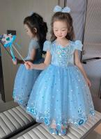Vestido de princesa de lentejuelas de verano para niños, disfraz con estampado azul, vestido elegante de Reina de la nieve para niñas, regalo de cumpleaños para niños - details 15