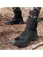 Zapatos de combate de desierto transpirables de cuero de alta calidad para hombre, botas de senderismo antideslizantes hasta el tobillo - details 3
