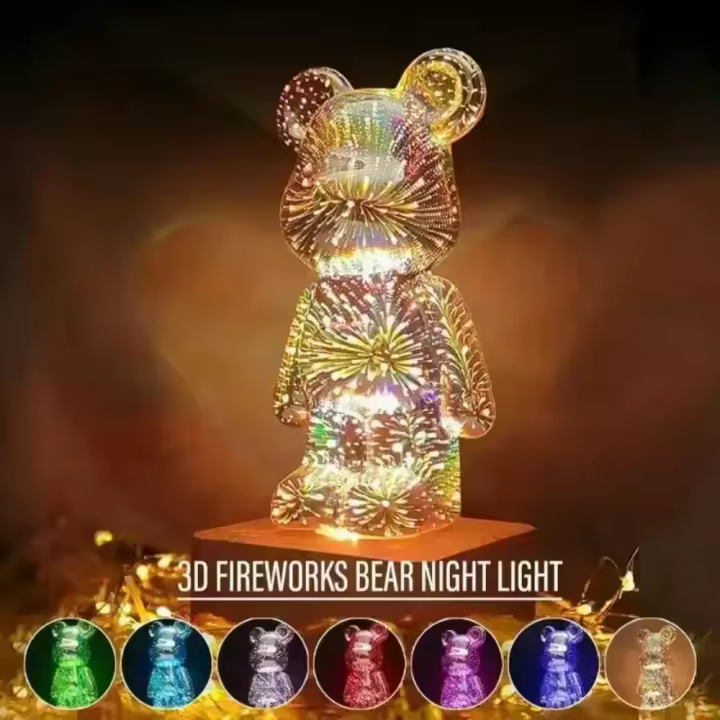 Luz LED Nocturna de Fueros Artificiales de Oso 3D Lámpara de Proyector USB - 1