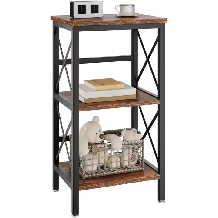 Estantería de 3 Niveles Organizador de Muebles de Estilo Industrial Ideal para Sala de Estar, Dormitorio, Cocina, Oficina Marrón Rústico - 1