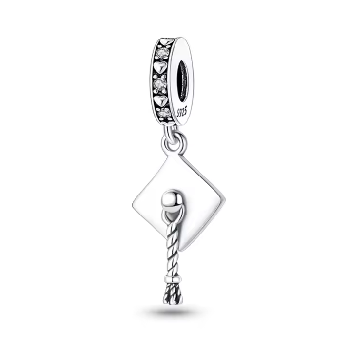 Cuentas colgantes con gorro de Doctoral Simple de Plata de Ley 925, compatibles con pulsera Original Pandora, cuentas, regalo de joyería para mujer - 1