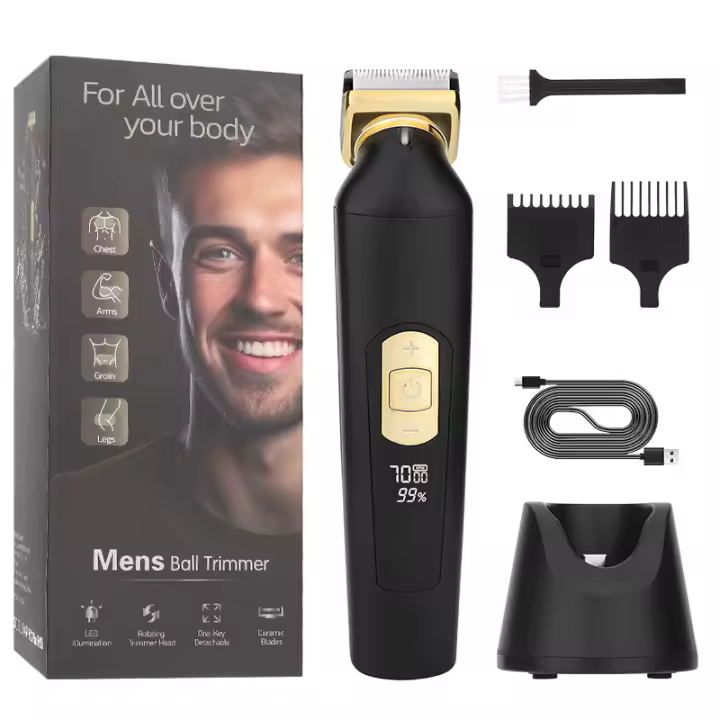 Recortadora Manscape para hombres -Recortadora de bolas eléctrica húmeda/seca- Giratoria actualizada 30 °   Maquinilla de afeitar eléctrica para hombre, afeitadoras para el cuidado del púbico/cuerpo/inguinal, resistente al agua IPX6, base de recarga USB, - 1