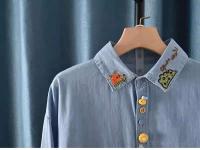 Blusas Bordadas de Flor Moda Coreana para Mujeres Primavera Camisa de Jeans de Diseñador - details 34