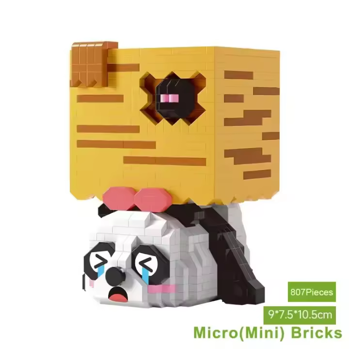 Lindo Panda modelo de bloques educativos ensamblados, Mini juguetes de ladrillos, soporte para teléfono de mesa, Panda Kawaii, adornos de mesa, regalos de bricolaje - 1
