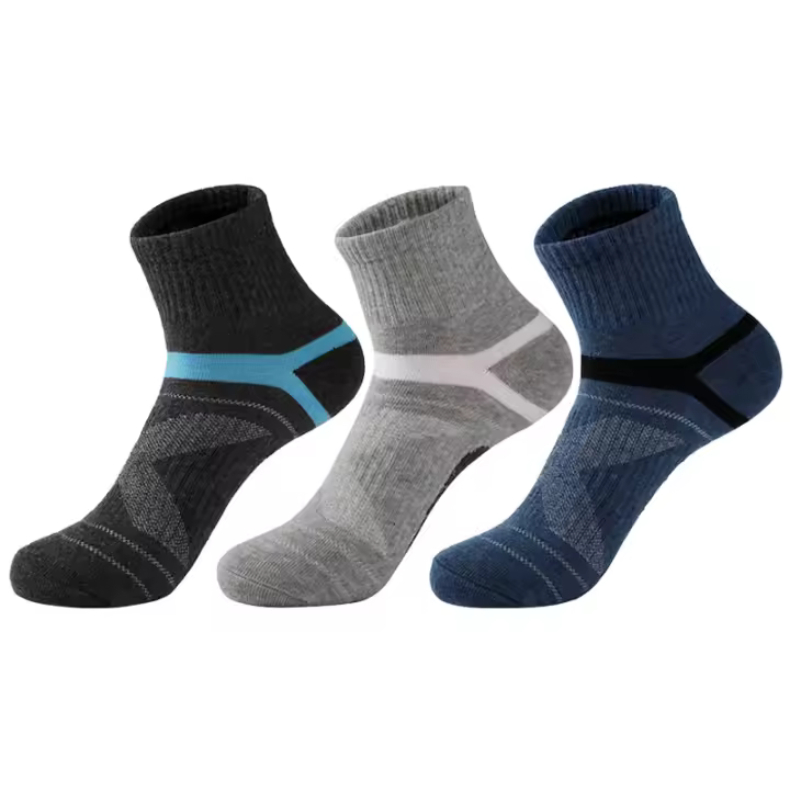 Calcetines deportivos de media tripulación para hombre, medias transpirables y cómodas que absorben el sudor para entrenamiento de baloncesto, correr y actividades al aire libre, 3 pares - 1
