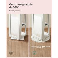 Espejo Completo Inpendiente Giro de 360° Estante y Llave Dormitorio Regalo Blanco Vetas Gris Claro - details 5