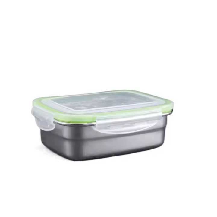Caja de mantenimiento fresco de acero inoxidable 304, contenedor de almacenamiento de alimentos Rectangular a prueba de fugas con tapa sellada, fiambrera para niños - 1