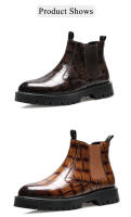 Suela de goma informal cabeza redonda parte superior baja tacón cuadrado banda elástica estilo británico talla zapatos de hombre - details 13