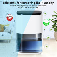 Deshumidificador de alta eficiencia con luz LED de colores, 2000 ml, apagado automático para el hogar, baño y cocina - details 1