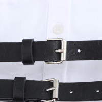 Camiseta corta de popelina con doble cinturón para mujer Top de estilo dulce y picante - details 9