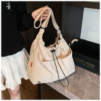 Bolso tipo cubo plisado de estilo coreano, bolso de gran capacidad, bolso de hombro de nailon, bolso cruzado de tela impermeable de Color sólido - details 30