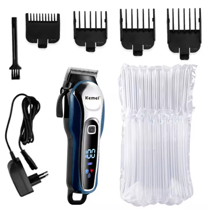 Kemei-cortadora de pelo eléctrica para hombre, máquina de corte de pelo Original, recargable, ajustable, pantalla LCD - 1