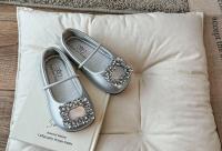 Zapatos de cuero con punta cuadrada para niñas, zapatillas de Ballet con diamantes de agua, suaves, estilo francés, novedad de verano, 2024 - details 5