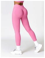 Mallas de Yoga para mujer, pantalones deportivos sin costuras de cintura alta, con realce de caderas, para entrenamiento y correr - details 8