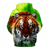 Sudadera con capucha informal para hombres y niños, con impresión digital 3D de tigre arcoíris, nueva - details 11
