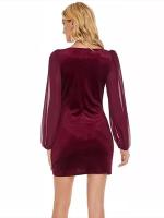 Vestido corto de manga larga ajustado para mujer, corsé de Color sólido, ropa elegante de lujo, Otoño e Invierno - details 4