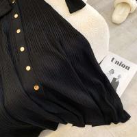 YuooMuoo elegante bordado carta tejido Maxi Otoño Invierno marca moda señora entallado negro suéter vestido batas de oficina - details 8