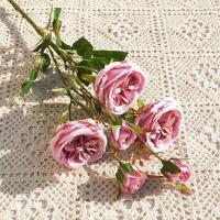 Ramo de rosas artificiales de 6 cabezas, flores de rosas de seda exquisitas de plástico, flores falsas realistas que no se decoloran, decoración del jardín del hogar - details 6
