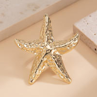 Seabeach-Anillo de concha de estrella de mar para mujer Color dorado nueva moda anillos de dedo de concha de perla grande joyería regalos de personalidad de verano - details 3