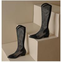 Botas de primavera y verano botas de malla de tacón grueso para mujer botas frescas huecas botas de malla fina transpirable de verano - details 12