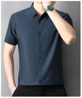 25 Nuevo verano Anti arrugas Casual Polo Business Camisa de manga corta a rayas verticales para hombres - details 21