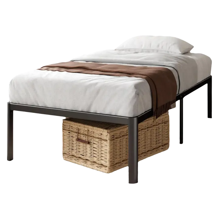 Van Cama 90x190 cm - Altura 41 cm con almacenaje debajo de la cama - Estructura de cama de plataforma de metal - Negro - 1