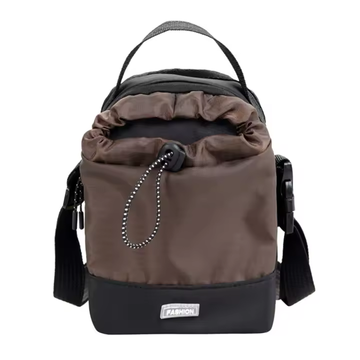 Bolso de hombro con cordón de nailon, bolso cruzado ligero de estilo coreano para mujer, bolso de cubo de gran capacidad con correa ajustable - 1