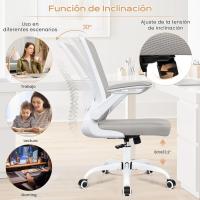 9060 Silla de oficina ergonómica con reposabrazos plegables, silla de ordenador giratoria de malla de 360 ° , gris claro - details 3