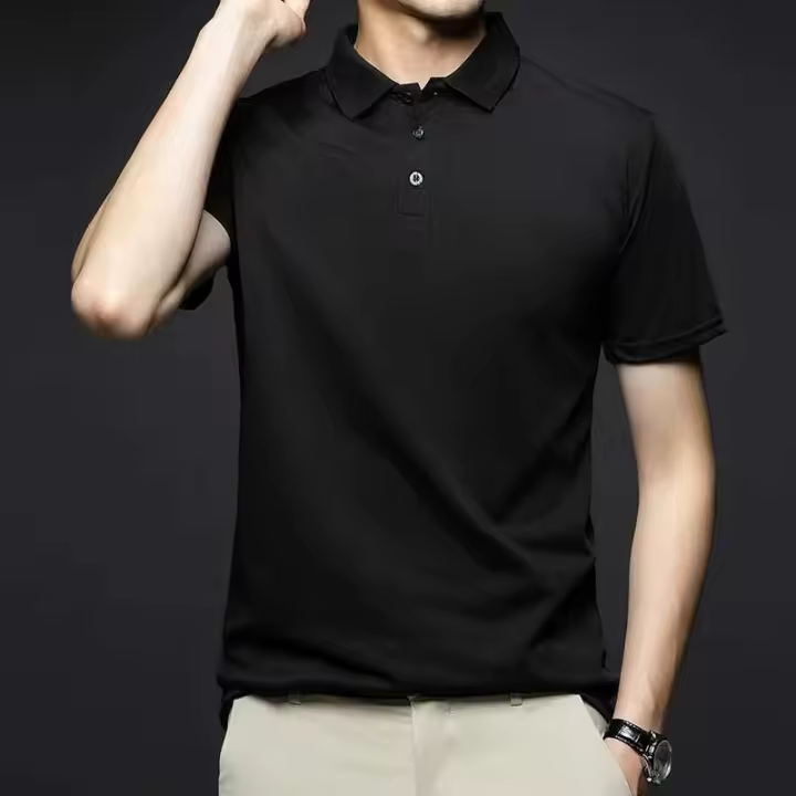 Polo de manga corta liso a la moda para hombre, top de verano cómodo y transpirable - 1