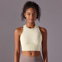 Tops para mujer, Top moldeador de punto de Color sólido, ropa de Yoga recortada en la espalda, deportes, correr, camiseta sin mangas - details 36