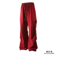 Pantalón plisado lateral de moda Pantalones casuales Pantalones rectos sólidos de cintura elástica para hombres Pantalones sueltos de seda de hielo de secado rápido Pantalones diarios - details 7