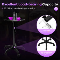 Bandeja de aluminio con ruedas para salón de belleza, carro con altura ajustable para tatuajes, SPA, 70-110CM - details 1