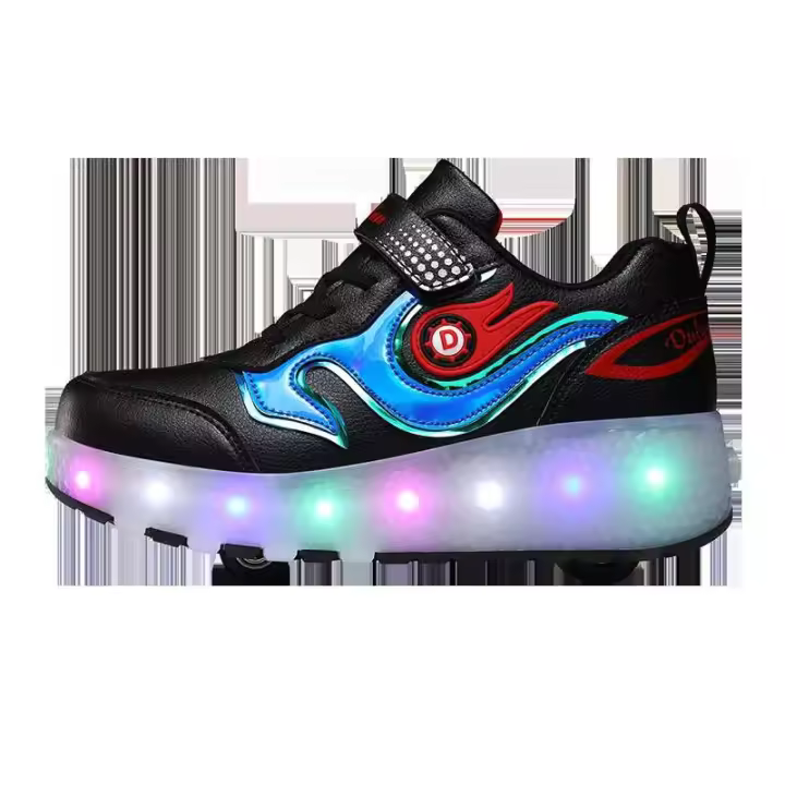 Luz LED de doble desplazamiento, patinaje infantil con carga USB para niñas y niños, zapatos con ruedas flash con dos ruedas - 1