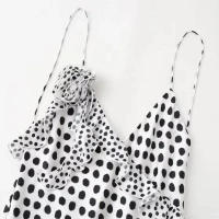 Vestido largo con volantes y estampado de lunares para mujer, traje Sexy sin mangas con Espalda descubierta, ajustado - details 7